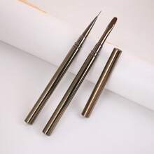 1 Stück mattmetallene Nagelstabbürste mit Schnur, Gelnagelbürste