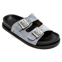 Sandalen aus doppeltem Boucle mit Clous Métalliques – Komfort und Eleganz für das Été - Blau - Übersicht 1