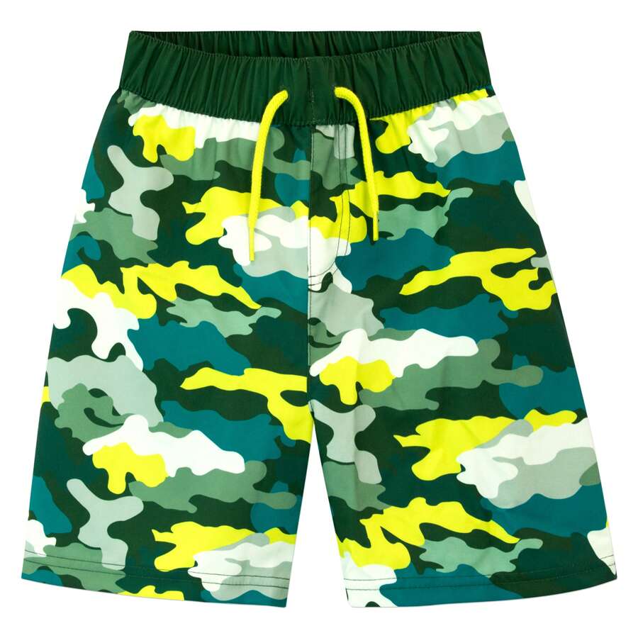 Harry Bear Camouflage Swim Shorts | Boys Swimming Trunks | Kids Swimwear - Green - View 1