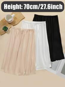 3 Pieces/2 Pieces/1Piece Hip-Wrapped Lining Skirt Bottoming Skirt Anti-Exposure Skirt,Multi-Color, Solid Color, Spring And Summer Styles,Anti Transparency And Anti Light Medium Long Skirt, Inner Lining Skirt, Lace Bottom, Anti-Static Skirt, Elastic Waistband Suitable For Slightly Overweight Girls, Suitable For Daily Wear