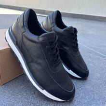 Tenis De Piel para Hombre Color Negro Cómodo Casual Para cualquier ocasión - Negro - Ver 3