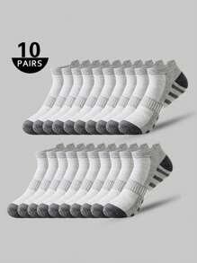 5/10 Pairs Men's Popular Thin Short Socks, Minimalist Black, White, Grey, Mesh Breathable Socks Suitable For Daily Wear, Youths, Students, Running, Sports, Size 39-44 - Multicolor - View 13