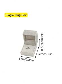 1pc Gray Magnolia Pearl Velvet Jewelry Storage Box For Ring, Necklace - Multicolor - View 10
