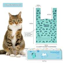 Bolsas para desechos de gato, bolsas para arena de gato con asa, 180 unidades, a base de almidón de maíz, extra gruesas y a prueba de fugas para recoger excrementos de mascotas