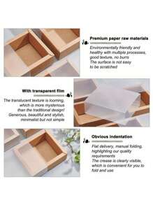 12 Sets Geschenkbox aus Kraftpapier mit PVC-Hülle, rechteckige Geschenkverpackung Aufbewahrungsbox, Burlywood, Entfaltet: 23,9 x 23,7 x 0,05 cm, Box: 8,3 x 8,3 x 3,2 cm, Innengröße: 6,7 x 6,7 x 3 cm