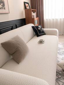 1pc Jacquard Solid Color Elastic Full Wrapped Sofa Cover, Minimalist Style Pet Friendly Anti-Slip Anti-Dirty Anti-Scratch, Suitable For All Season Spring Summer Autumn Winter, Machine Washable, Decorative For Holiday And New Home