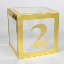 Gold Balloon Boxes ,With Letters For B-A-B-Y Shower,1 Box With 1 Letter Or 1 Set Of 4Pcs Box And B-A-B-Y Letters,Party Shower Decorations For Birthday Party, Transparent Balloon Boxes Clear Blocks For Birthday Party, Bridal Shower, Gender Reveal,Balloon Box Decorations