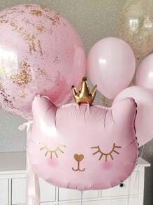 Pink Crowned Cat Aluminum Foil Balloon, Perfect For Birthday Party Decoration And Animal Themed Celebration, - Pink - View 4
