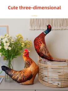 1PC仿真动物印花抱枕毛绒玩具新款鸽子鸭子鹅鹦鹉母鸡小鸟仿真动物枕头3D数码印花新款鸡鸭抱枕沙发垫 - 彩色 - 查看 9