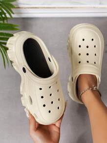 New Spring/Summer Unisex High Heel Thick Bottom Anti-Skid Wear-Resistant Lightweight Soft Comfortable Breathable Slippers, Adjustable Heel Pad, Indoor Outdoor Beach Garden Casual Fashion Sandals - White - View 3