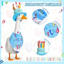 2pcs Happy Birthday Goose Outfit Porch Goose Outfits With Happy Birthday Cake Hat And Birthday Bandana Yard Goose Outfits For 23" 17" Cement Plastic Goose Duck Decorations