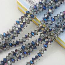 95pcs 6mm Crystal Glass Middle Hole Saucer Beads, Electroplated Colorful DIY Accessories For Shoes, Clothing, Hats, Phone Chains, Jewelry Making