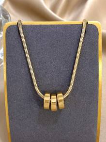 1 Pc Geometric Ring Charm Choker Necklace For Women Minimalist Stainless Steel Chain Necklace Daily Party Jewelry Gifts Mother Day