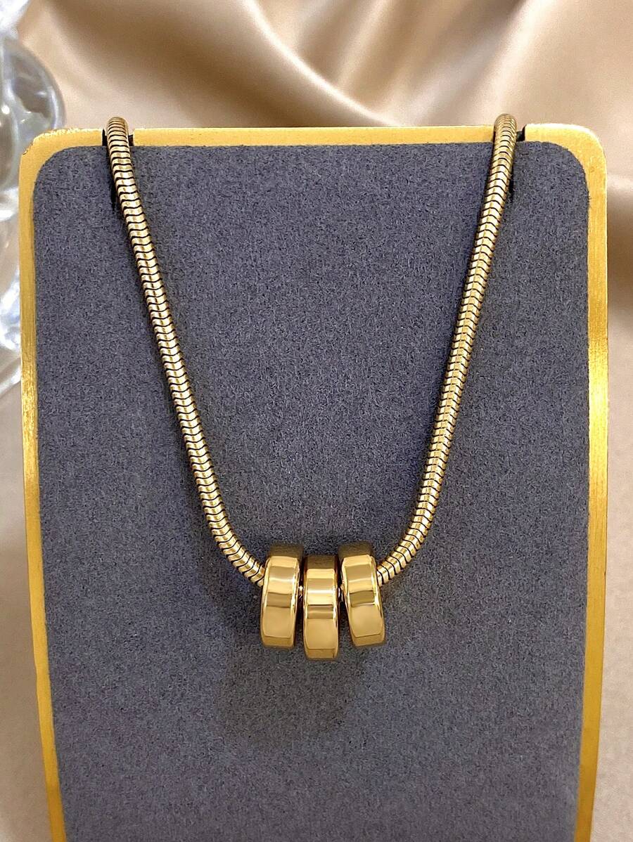 1 Pc Geometric Ring Charm Choker Necklace For Women Minimalist Stainless Steel Chain Necklace Daily Party Jewelry Gifts Mother Day