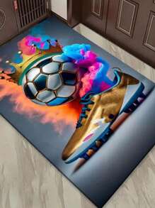 1pc Summer Soccer Carpets, Outdoor Picnic Decorative Rugs, Home Decor Carpets For Living Room, Bedroom, Bathroom, Study, Closet, Lavatory