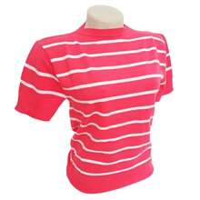 Striped Modal Blouse Short Sleeve Old Money Style Women's Fashion Spring Summer - 西瓜白 - 查看 3