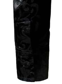 男士花卉提花长袖衬衫，商务休闲，秋季 - 黑色 - 查看 6