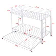 Bunk Bed, Iron Bed 90*200cm With Additional Trundle Bed, Space-Saving Metal Loft Bed, Modern Children's Bed For Rooms And Children's Rooms