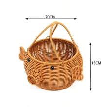 Retro-Style Imitation Rattan Woven Basket - Creative Animal-Shaped Fruit Basket And Candy Basket. It's A Multifunctional Living Room Snack And Candy Basket With Decorative Features. You Can Choose From The Shapes Of Little Rabbits And Little Pigs. - Brown - View 5