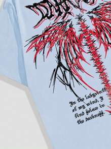 T-Shirt Men's Punk Streetwear Shirt 100% Cotton - Màu xanh nhạt - Xem 3