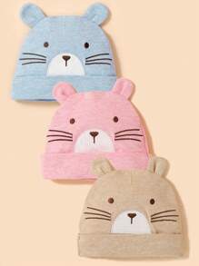 1 chiếc mũ len in họa tiết thêu mèo mềm mại, thích hợp cho trẻ sơ sinh và trẻ nhỏ, mũ lưỡi trai thiết kế đáng yêu, quà tặng cho bé trai và bé gái - Nhiều màu - Xem 1