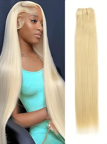 613 金色直发人发，1 束双层编织，90 克，长度 16-32 英寸，适合所有女性 - 金色 - 查看 1