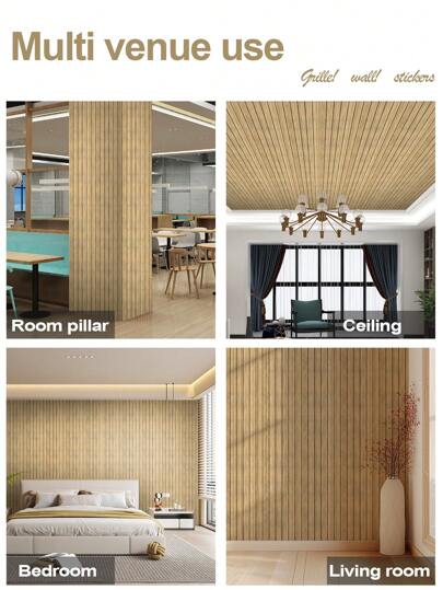 1PC 15.7"X 118"/13 Sq.F Peel Stick Vinyl Thickened Grille Wood Grain Wand Sticker,Waterproof Self Adhesive Stripe Tiles Roll Kitchen Living Room,Office Room (Grey Brown) Art Bedroom Stickers Home Paper ations Office Items Bathroom ation Stuff Ho Wallpapers view 7