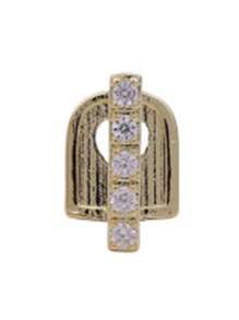 1pc Gold Plated Hollow Heart Shaped Double Tooth Grillz, Hiphop Style Jewelry For Men & Women, Suitable For Wearing Or Gift