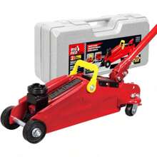 Floor Jack With Blow Mold Carrying Storage Box, Capacity 2 Tons (4,000 Lb), Red