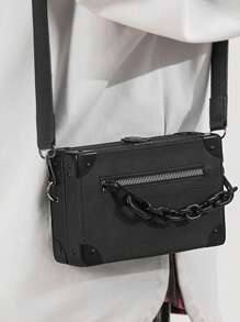 1 Male Bag, Niche Crossbody Men's Small Shoulder Bag, Japanese Men's Bag, Shoulder Bag, Box Shaped Bag, Small Square Bag, Crossbody Men's Bag Sling Bag Mobile Phone Bag Side Bag Pouch