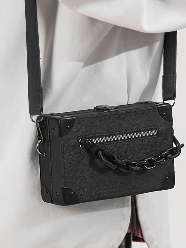 1 Male Bag, Niche Crossbody Men's Small Shoulder Bag, Japanese Men's Bag, Shoulder Bag, Box Shaped Bag, Small Square Bag, Crossbody Men's Bag Sling Bag Mobile Phone Bag Side Bag