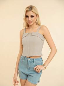 Blusa con Tirantes Con Detalles Plegados Para Mujeres - Beis - Ver 5