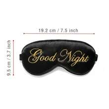 1pc Black "Good Night" Embroidery Logo Lightweight Polyester Eye Mask, Blackout Sleep Eyewear - Black - View 3