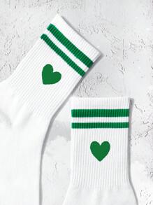 1双女士心形双杠运动中筒袜，情人节、秋季袜子的理想之选 - 彩色 - 查看 3