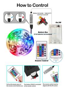 1 قطعة شريط إضاءة LED بطول 3 قدم، 6 قدم، 9 قدم، 16 قدم، 32 قدم، 50 قدم، شريط إضاءة LED RGB، جهاز تحكم عن بعد ب- 24 مفتاح، لديكور المنزل، غرفة النوم، الممر، حفلة عيد الميلاد، البار، عيد الميلاد (يعمل بصندوق البطارية، بطاريات AA غير مشمولة) - شريط RGB - مشاهدة 3