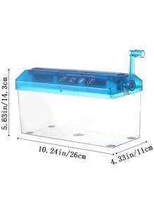 1Pc Portable Hand Shredder Manual Paper Shredder Mini Paper Cutting Machine With Basket Office School Home Desktop Stationery For Paper Bills Receipts - Blue - View 2