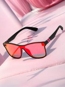 POLASUP 1 件女士流线型渐变镜片太阳镜，带金属镜腿装饰，星形镜框，适合户外骑行，配有挂绳、眼镜盒和清洁布，时尚遮阳优雅装扮，家庭出游旅行度假，适合夏季海滩度假、户外、旅行