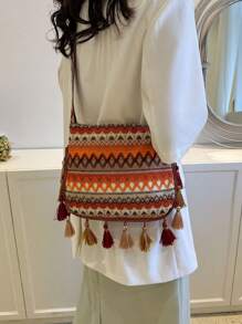 小包包女2025新款网红休闲旅行单肩包时尚女生斜挎流苏包 - 彩色 - 查看 3