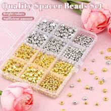 1120Pcs Assorted Golden Spacer Beads, Shine CCB Round Heart Star Flat Rhombic Beads For Jewelry Making,Multiple Shapes Acrylic Mini Beads Set For DIY Bracelet Necklace Crafting