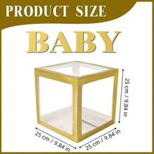 Gold Balloon Boxes ,With Letters For B-A-B-Y Shower,1 Box With 1 Letter Or 1 Set Of 4Pcs Box And B-A-B-Y Letters,Party Shower Decorations For Birthday Party, Transparent Balloon Boxes Clear Blocks For Birthday Party, Bridal Shower, Gender Reveal,Balloon Box Decorations
