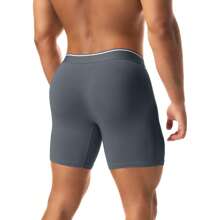 4PCS Bamboo Fiber Mens Boxer Briefs Shorts Long Legs Anti Chafing Underpants Trunks Underwear Pants Soft Comfortable Sports Fitness Running Breathable Moisture-Wicking Multipacks - Black/Grey/Pink/Green - View 7