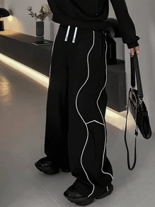 Tween Boys Casual Drawstring Cargo Pants, Fashion Streetwear For Spring, Autumn, Summer