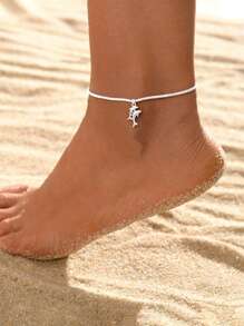 1pc Minimalist Style Two Silver Dolphin Pendant Shiny Silver Anklet For Women Elegant Bulingbulingui Silver Footstep Jewelry For Girls Summer Beach Vacation Travel Jewelry For Women Lovely Summer Silver Anklet For Women Suitable For Ladies Daily Wear Gift For Good Friends
