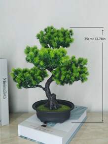 1 件 45 厘米/17.72 英寸优雅人造松树盆景树桌面盆景，易于维护且栩栩如生，是植物爱好者的完美礼物，适合小空间、家庭办公桌