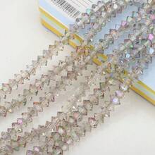 95pcs 6mm Crystal Glass Middle Hole Saucer Beads, Electroplated Colorful DIY Accessories For Shoes, Clothing, Hats, Phone Chains, Jewelry Making