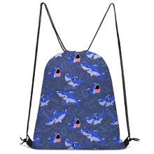 Mochila con cordón ligera, mochila escolar con estampado de dinosaurios de dibujos animados, mochila deportiva y de viaje duradera de poliéster