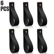 6pcs Faux Leather Wall Hooks, Faux Leather Curtain Rod Brackets, Faux Leather Straps, Faux Leather Towel Hanging Hooks, Free Screws, Suitable For Bathroom, Kitchen, Bedroom, Curtain Rod Brackets, Wooden Curtain Rod Rings With Straps, Towel & Blanket Hanging Hooks - Multicolor - View 13