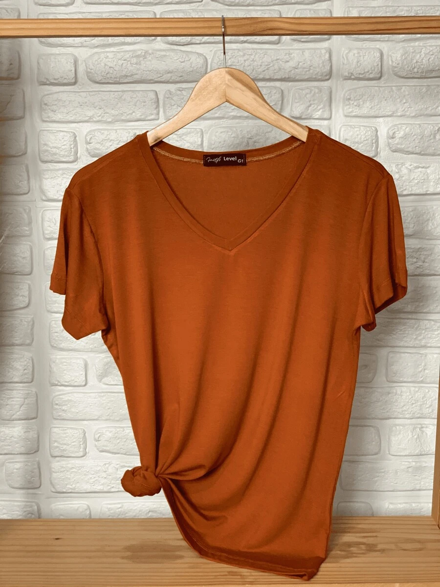 Women's Viscolaycra V-Neck Plus Size T-Shirt: The Essential Piece For Your Wardrobe - TRÁI ĐẤT - Xem 1