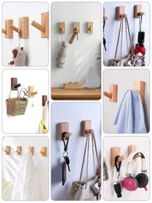 LEAPAIR 1/2/4/6 peças Gancho de Parede Simples e Sólido de Madeira Natural, Cabide de Roupa em Nogueira, Gancho de Parede Decorativo para Porta para Lavanderia, Loja, Cafeteria