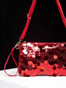 女士闪亮亮片手拿包，亮片包，女士派对礼服，优雅女包，婚礼用品，可调节肩带女士斜挎包（图案随机）